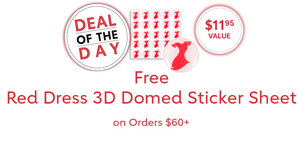 Free 3D Red Dress Domed Sticker Sheet on Orders $60+